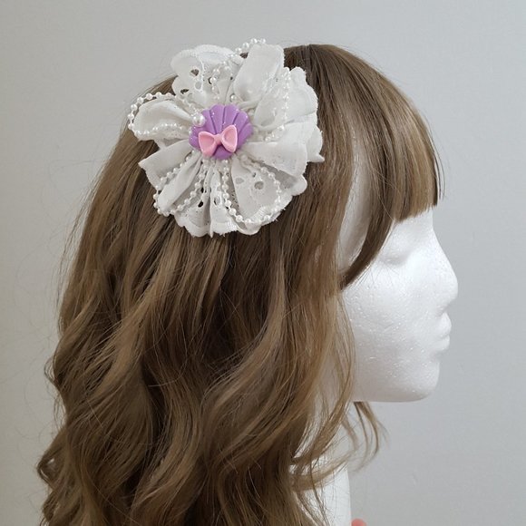 kawaii seashell 2-way hair clip lace corsage - Picture 1 of 3
